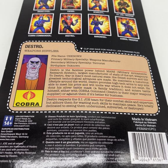 G.I. Joe Reaction Figures Destro Weapons Supplier Hasbro 2021 New Super 7 - Picture 5 of 5